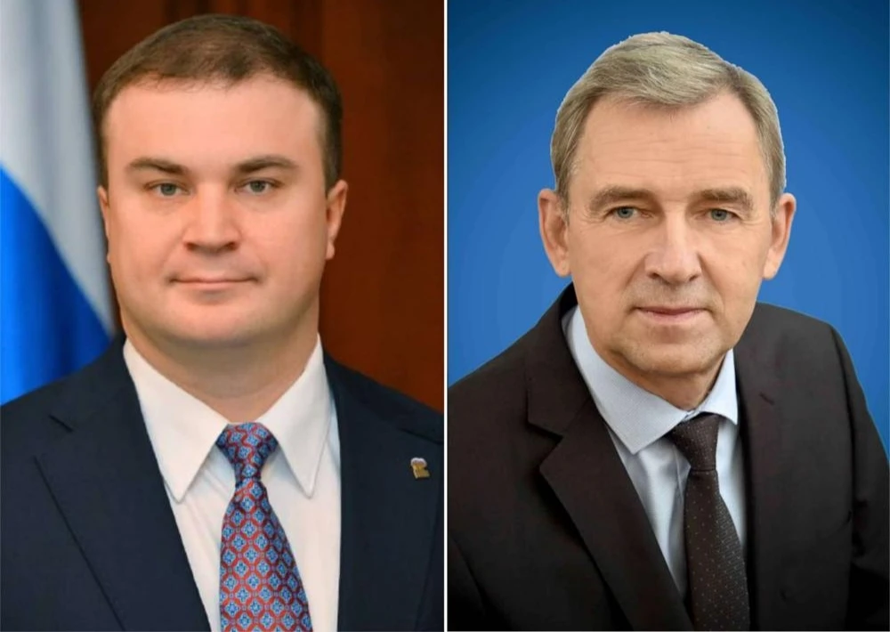Губернатор Омской области Виталий Хоценко и председатель Законодательного собрания реги...