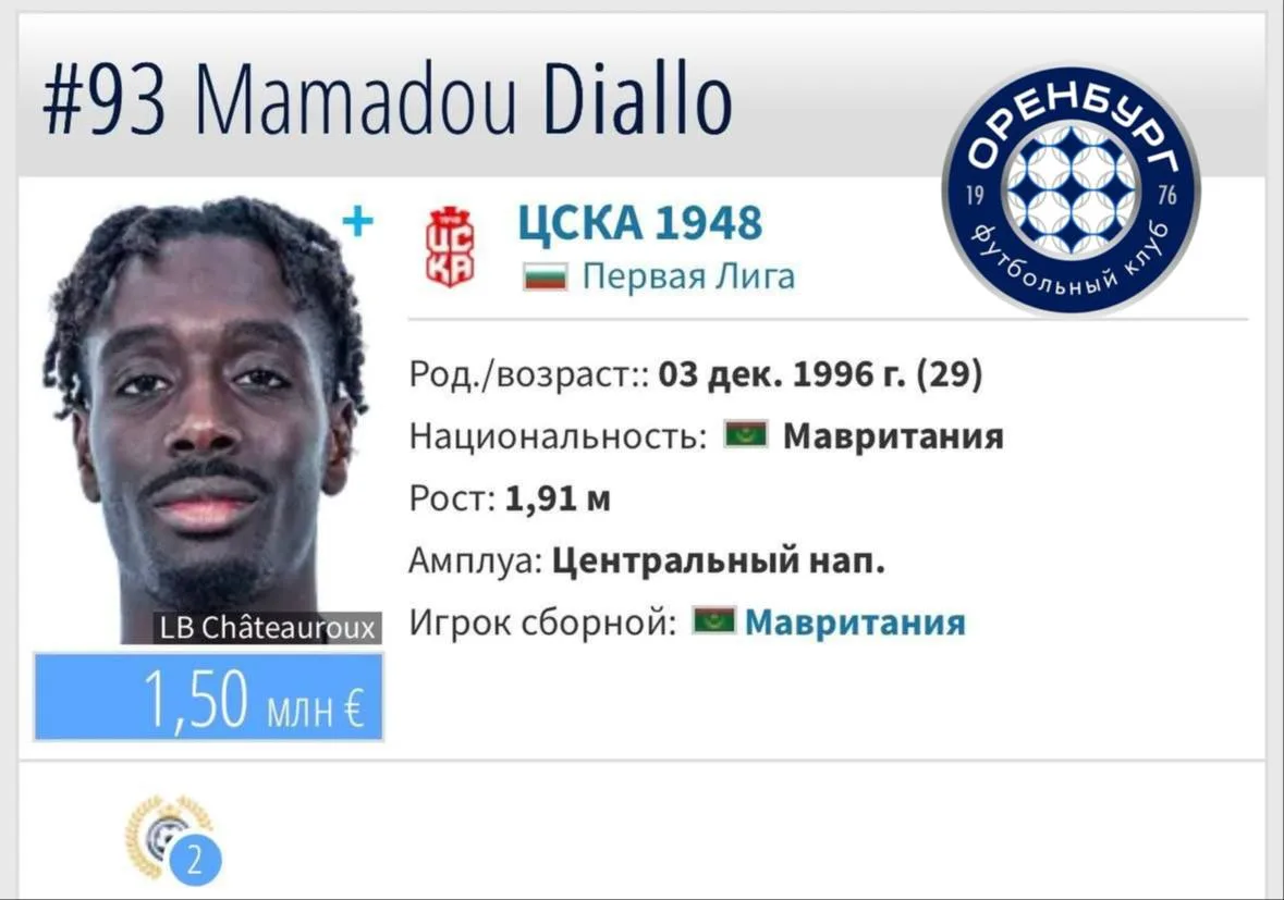 ⚡️🇲🇷 Кроме Карамоко, «Оренбург» проявляет интерес к 29-летнему форварду ЦСКА 1948 и с...