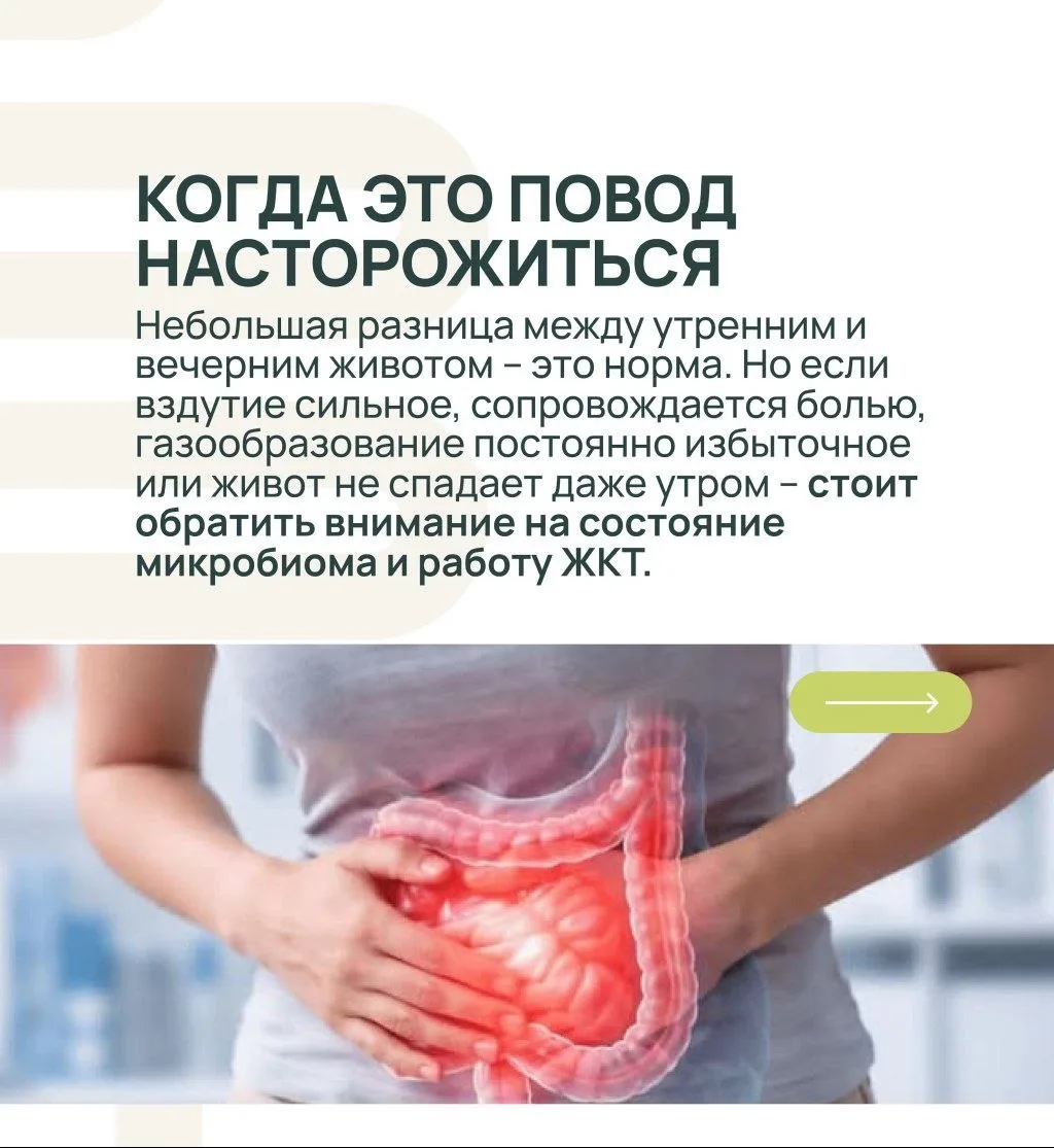 Небольшая разница между утренним и вечерним животом — это нормальная физиология.