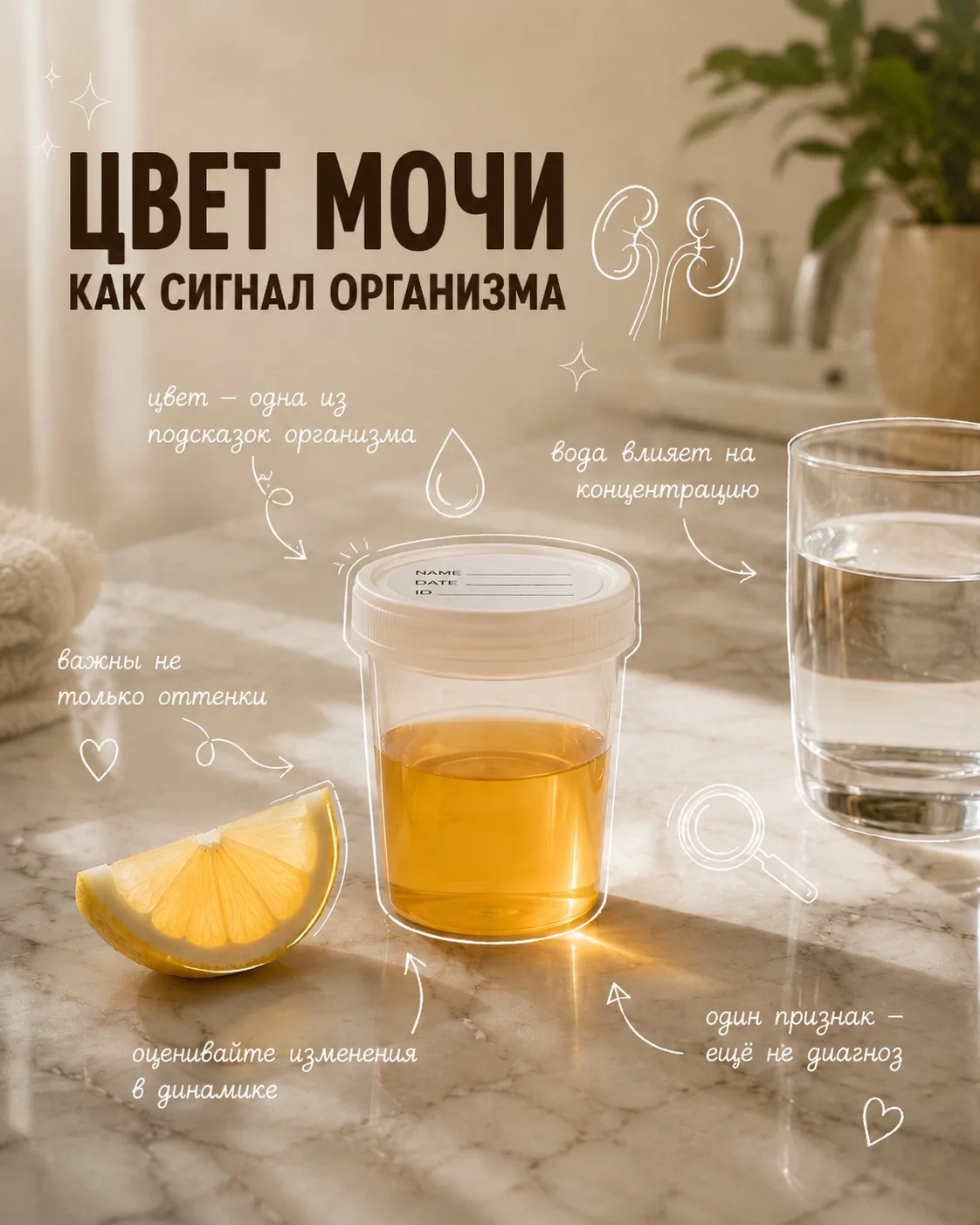 ЦВЕТ МОЧИ КАК СИГНАЛ ОРГАНИЗМА

Мы редко обращаем внимание на цвет мочи, хотя иногда именно он первы