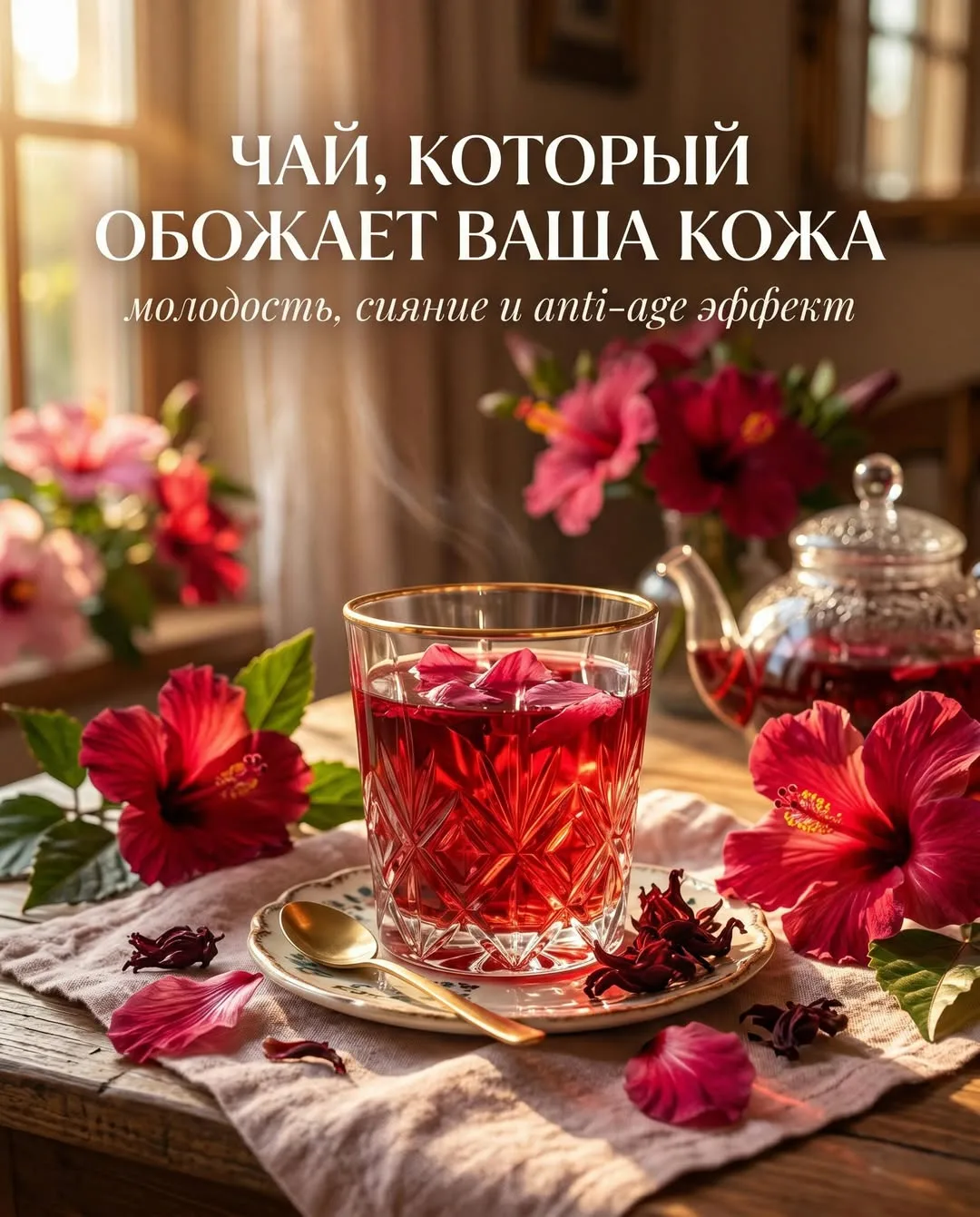 🌺 Чай, который обожает ваша кожа!

Гибискус — это не просто красивый красный чай. 
Его давно исполь