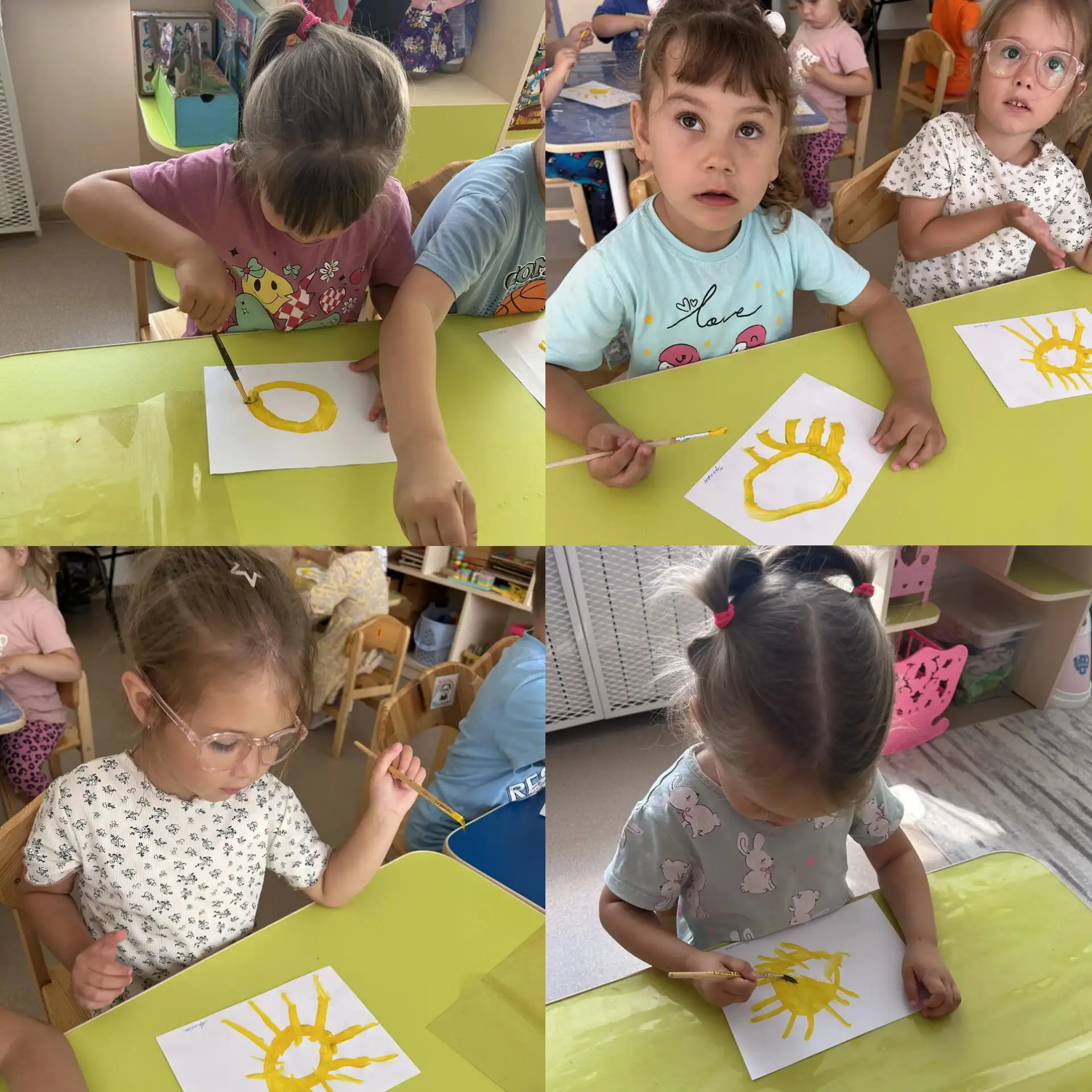 ☀️ Солнечное настроение от наших юных художников!🌞
В младшей-средней группе детского сада № 10 «Чиш