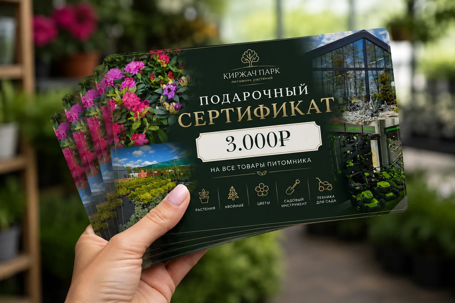 Друзья, напоминаем, что в питомнике «Киржач Парк» всегда можно приобрести подарочный се...