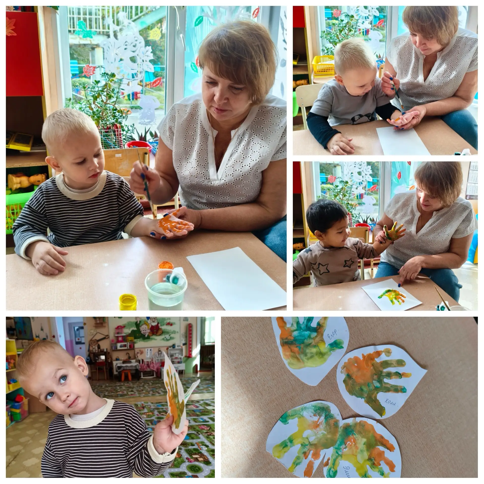 Маленькая ручка — большое творчество. 🌿👶 Наша картина «Осенние листики» в группе #Гно...