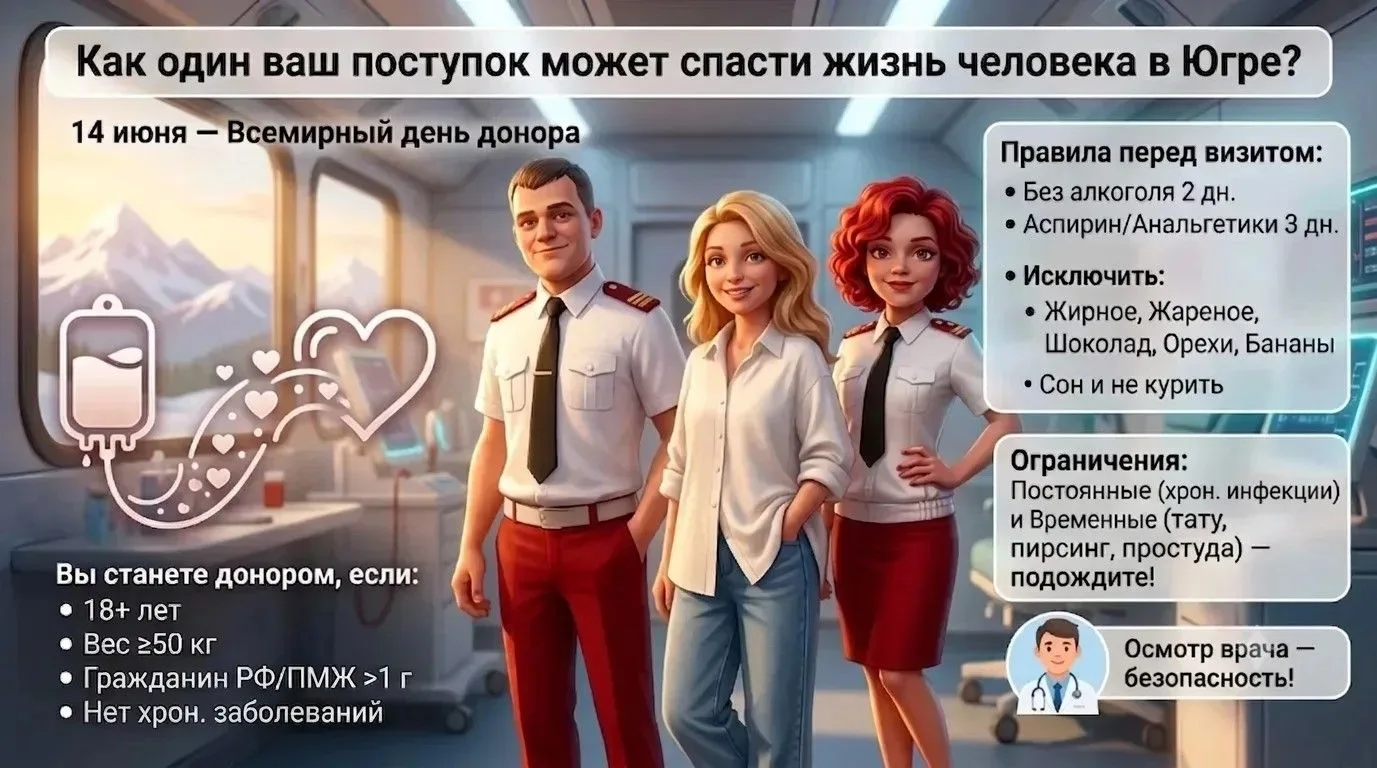 Как один ваш поступок может спасти жизнь человека в Югре?
 
14 июня — Всемирный день донора. Само сл