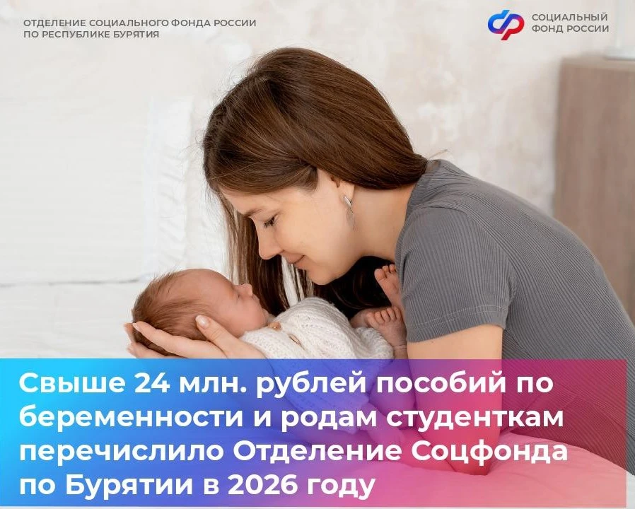 С начала 2026 года в Бурятии пособие по беременности и родам назначено 230 студенткам о...