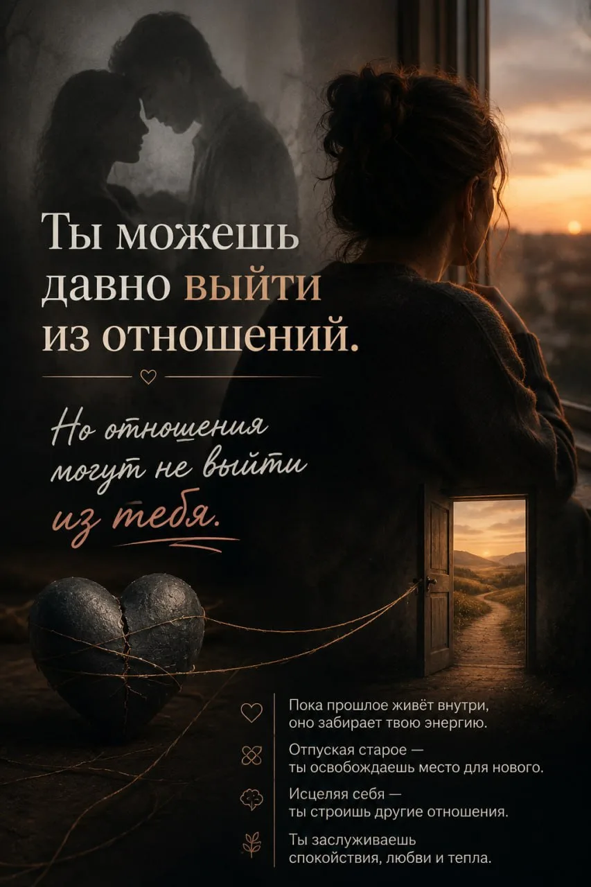 Ты можешь давно выйти из отношений. Но отношения могут так и не выйти из тебя 💔