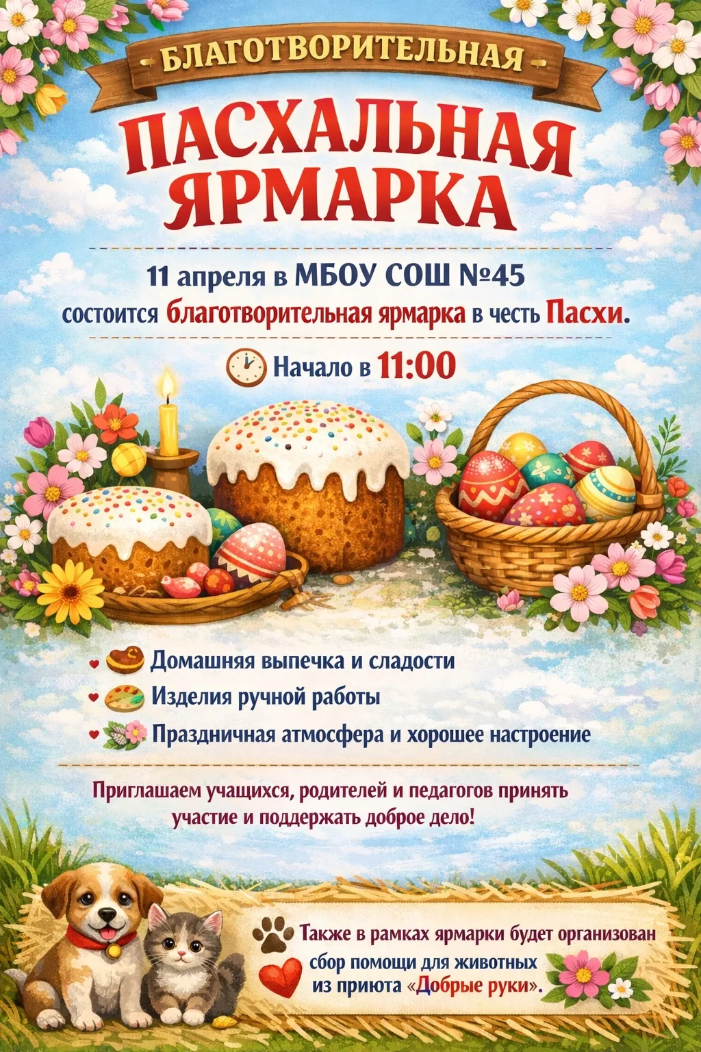 🌿 БЛАГОТВОРИТЕЛЬНАЯ ЯРМАРКА 🌿 ✨ Светлой Пасхи ✨  Приглашаем всех учеников, родителей и жителей микро