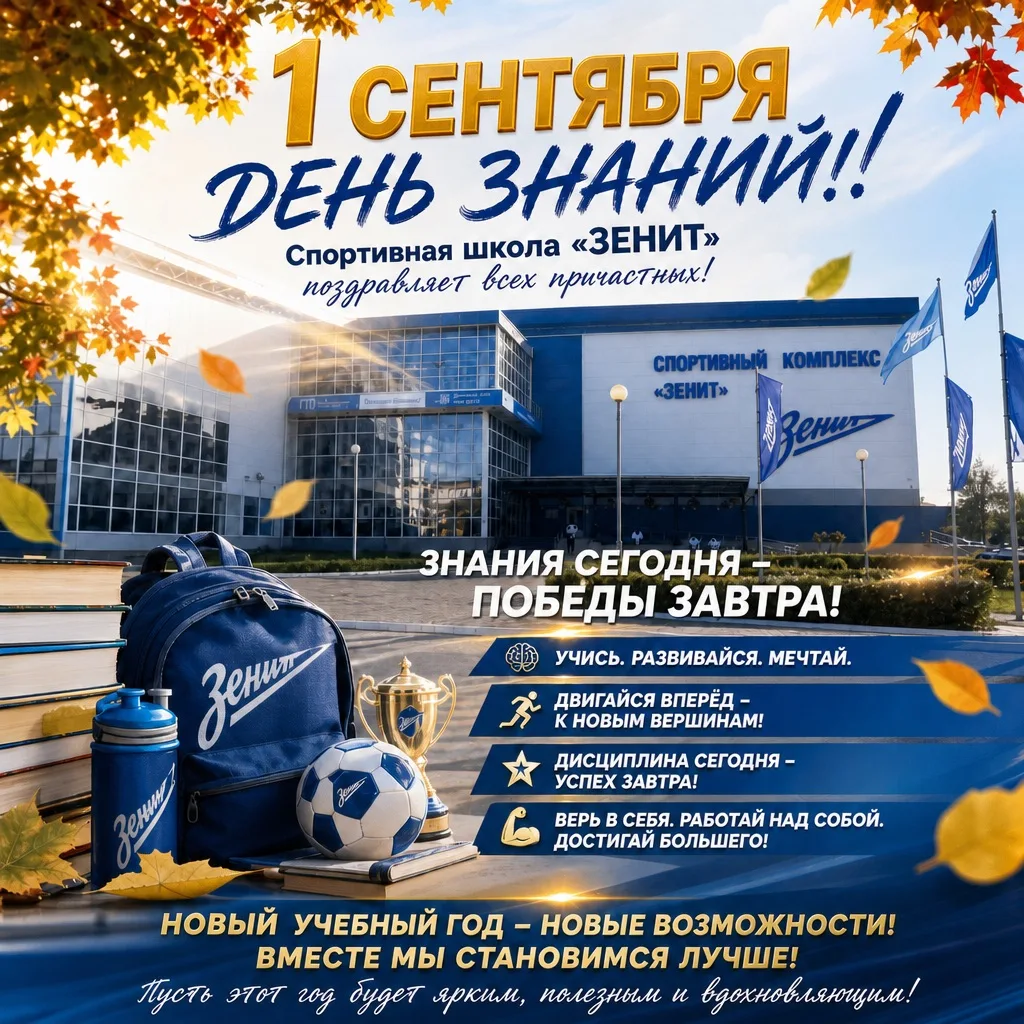 💙 Спортивная школа «Зенит» поздравляет всех с Днем знаний!