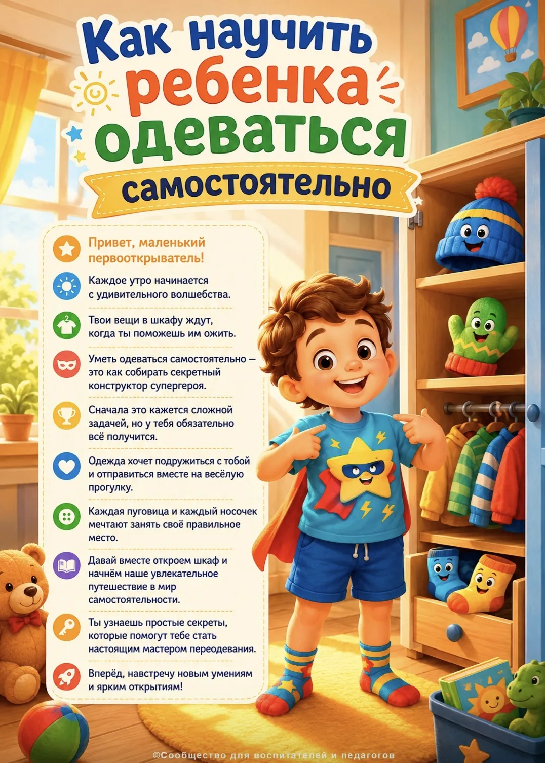 Консультация для родителей.
Как научить ребёнка самостоятельно одеваться.