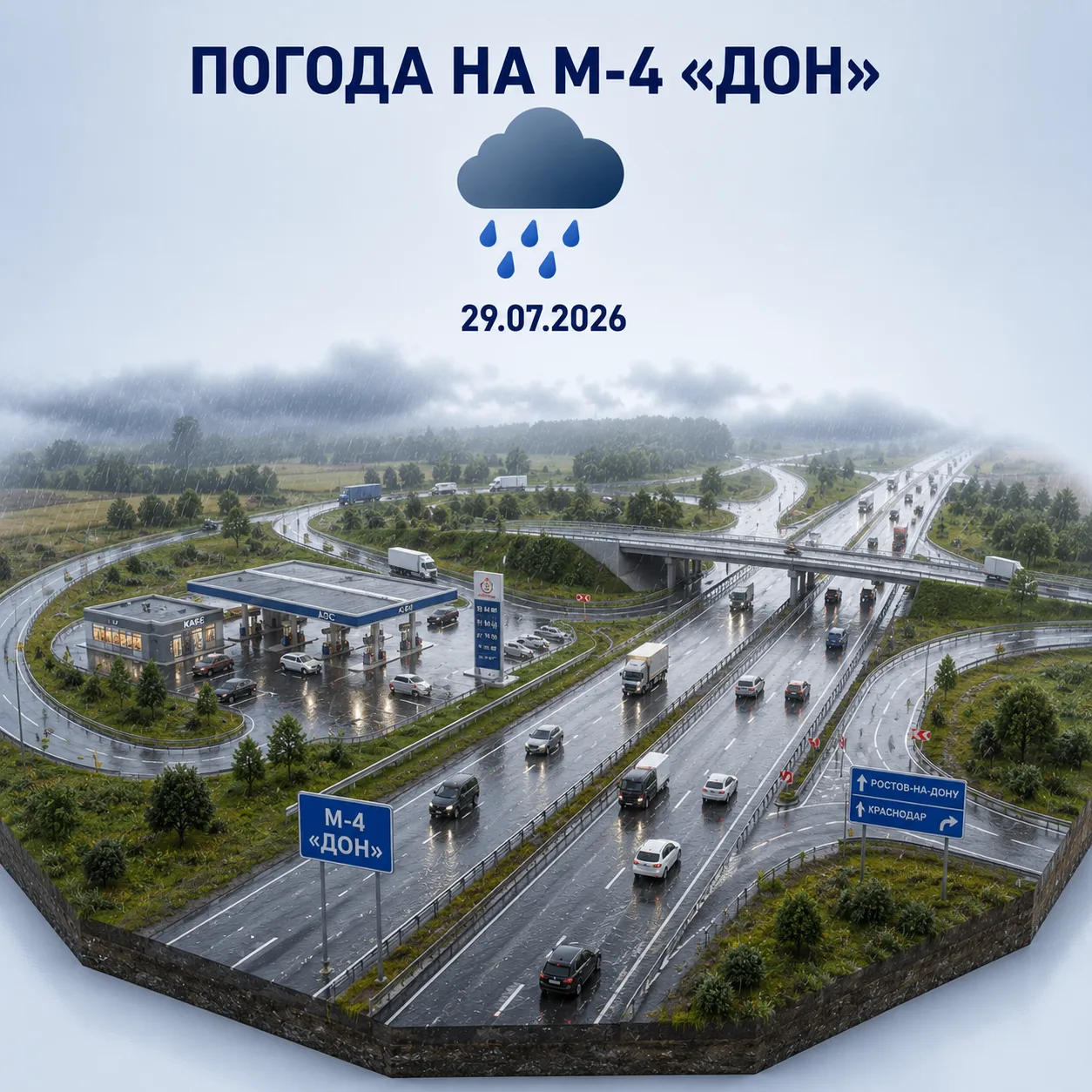 🌧Погодные условия на М-4 «Дон» 29 июля

Утром в Московской, Тульской, Липецкой и Воронежской област