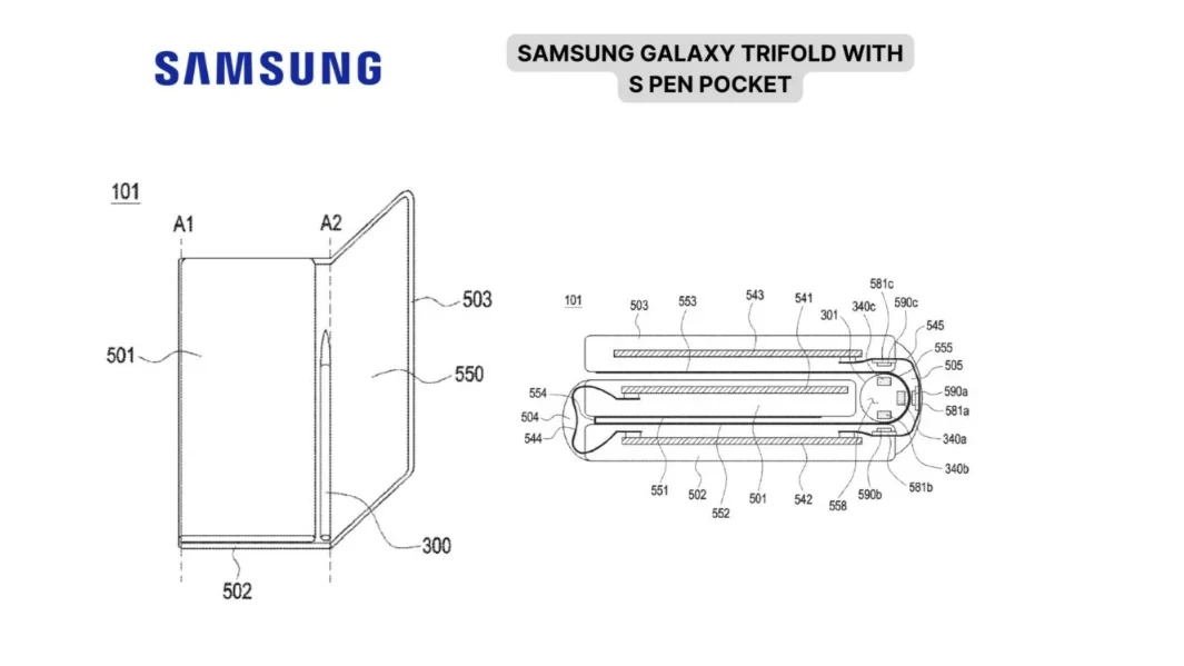 Samsung запатентовала самое очевидное место хранения S-Pen в трикладушках  В первом Galaxy Z TriFold