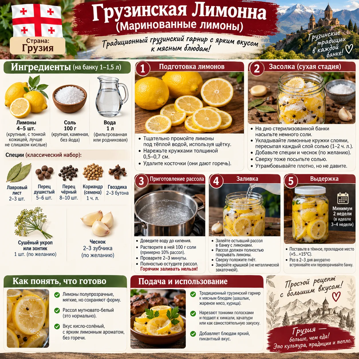 Грузинская Лимонна (Маринованные лимоны)                  Ингредиенты (на банку 1-1,5 л...