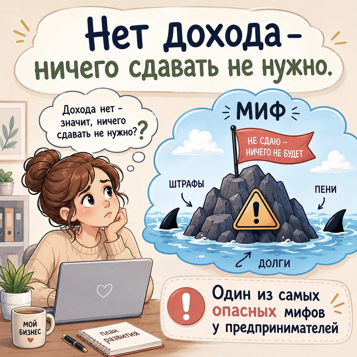 ❌ Миф: «Нет дохода — ничего сдавать не надо»
