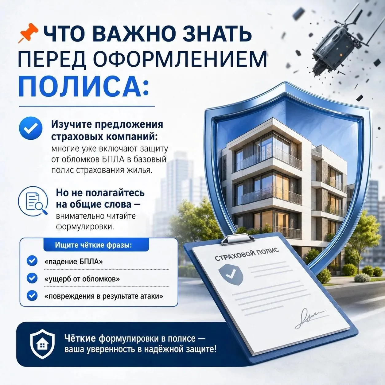 🛡️ Защитите своё имущество: страхование от БПЛА, терактов и диверсий!