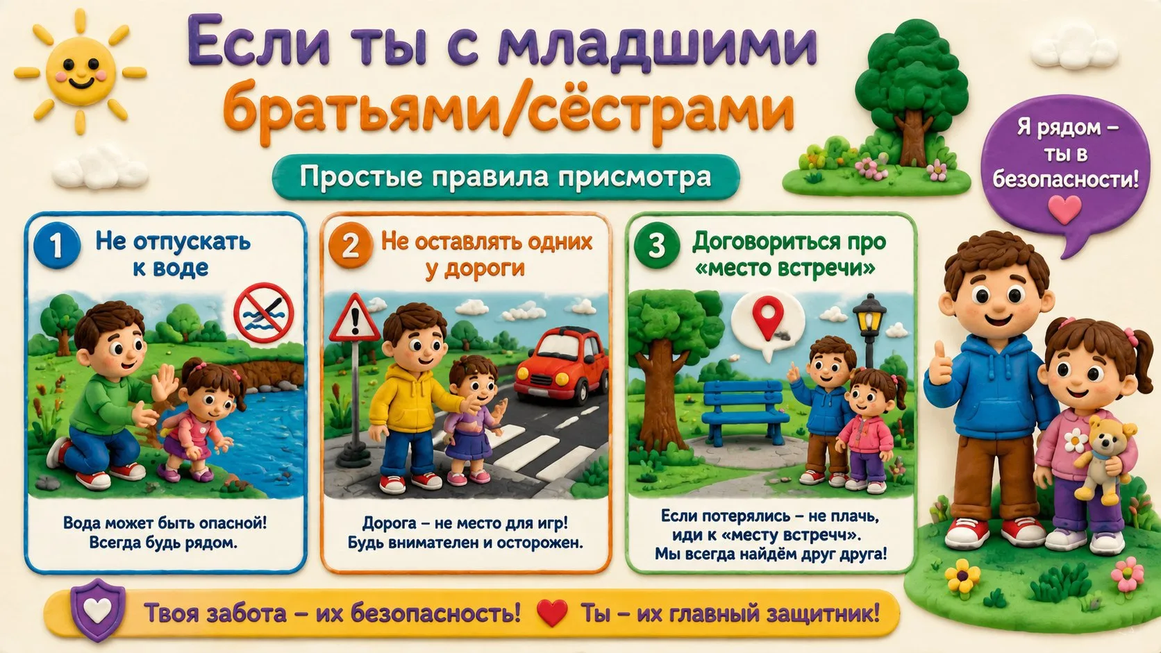 Лето, каникулы… и ответственность! ☀️

Знакомо? Родители просят: «Присмотри за младшим, погуляй с ни