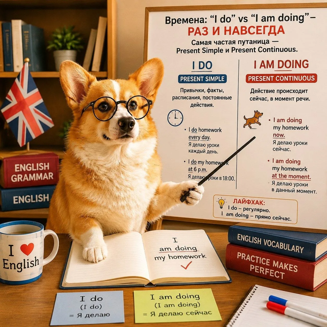 🕘 Времена: «I do» vs «I am doing» — раз и навсегда