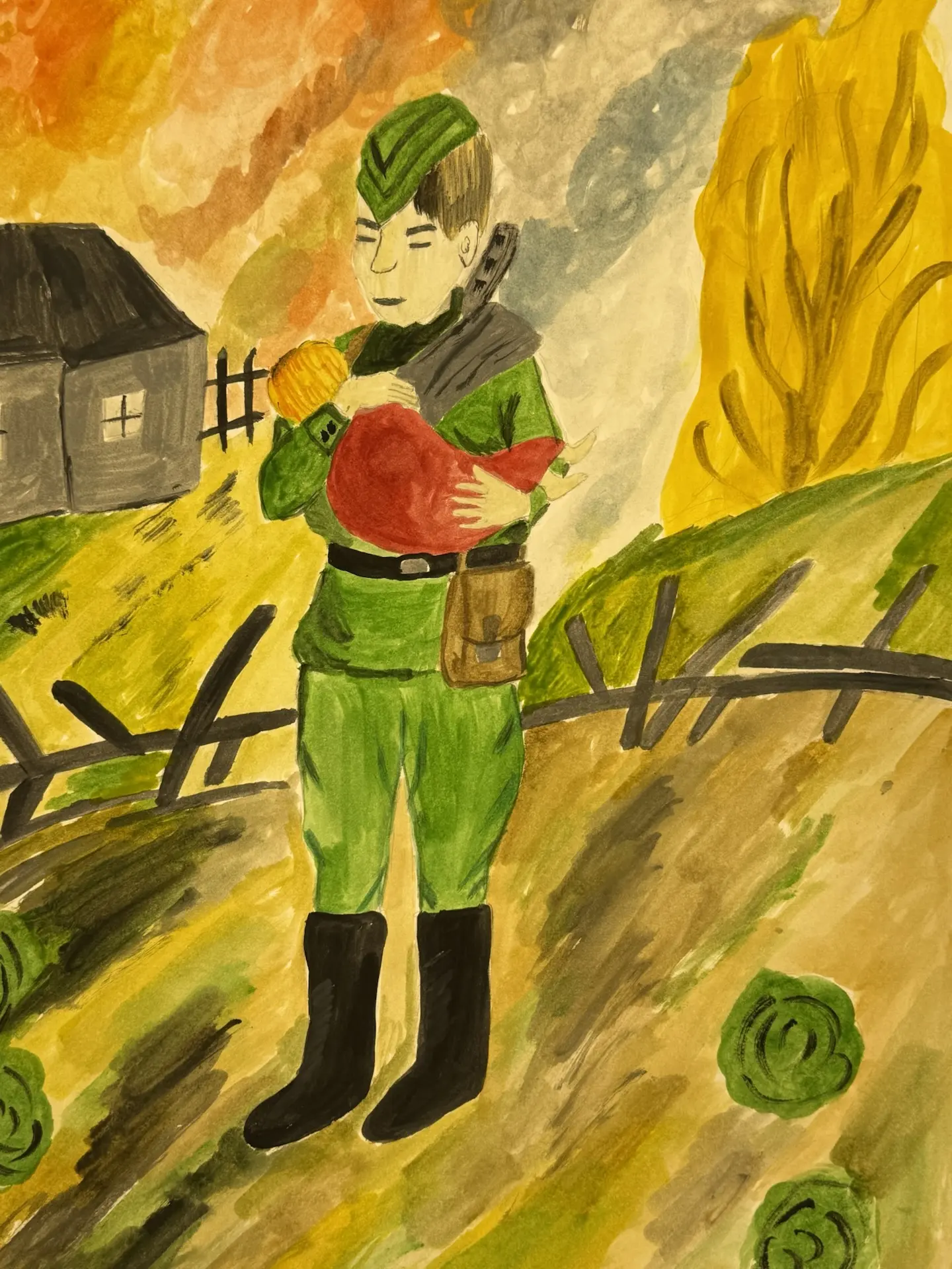 🎨 В МБОУ СОШ №17 г. Азова открылась трогательная выставка детского рисунка «Рисуем Победу», приуроче
