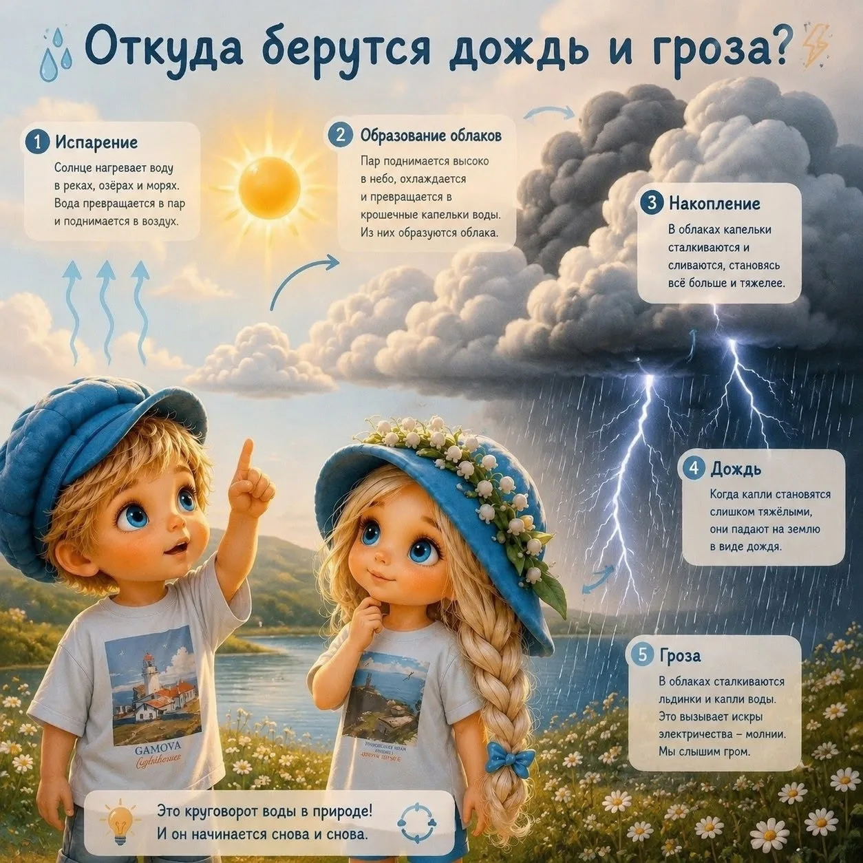 Откуда берутся дождь и гроза? 🤔

Этим летом дождь за окном стал почти привычным гостем. То светит с