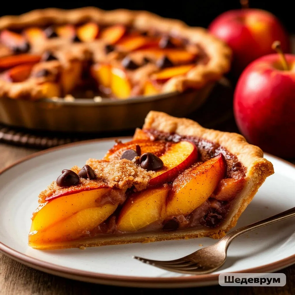 НЕКТАРИНОВЫЙ ПИРОГ С КОРИЦЕЙ И ШОКОЛАДНОЙ КРОШКОЙ 🍑🍫🥧