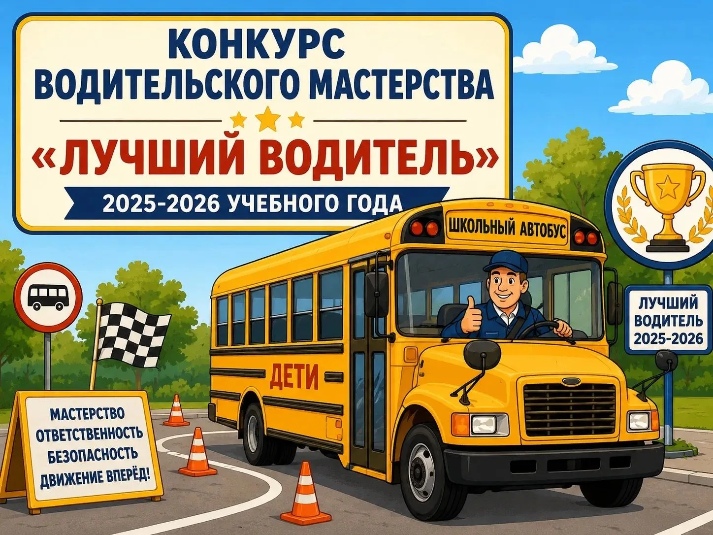 🎉 Конкурс водительского мастерства «Лучший водитель 2025-2026 учебного года»  🚌

🏆 30 июня 2026 г