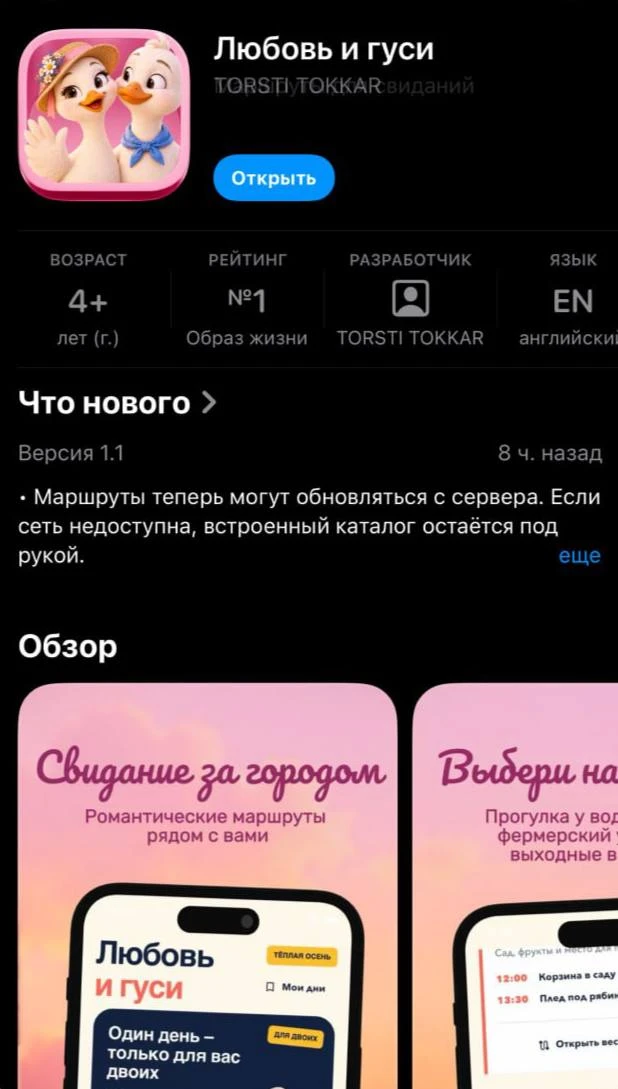Россельхозбанк стал «ЛЮБОВЬ И ГУСИ» — так назвали новое приложение банка в AppStore.