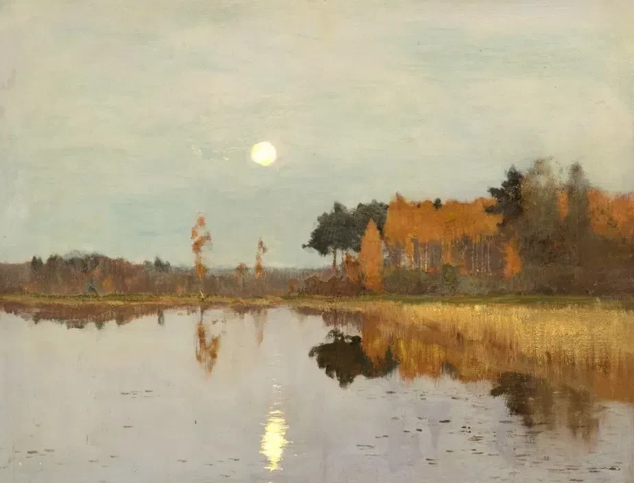 "Сумерки. Луна"

Левитан И. И. 
(1899) 
Россия 
Пейзажная живопись 
 
Мотив спускающихся на землю су