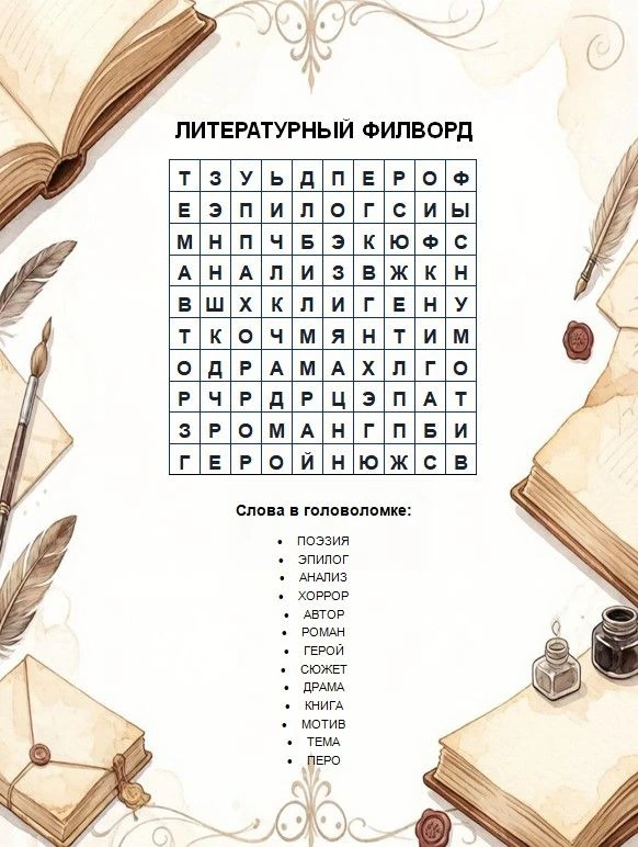 Литературный филворд