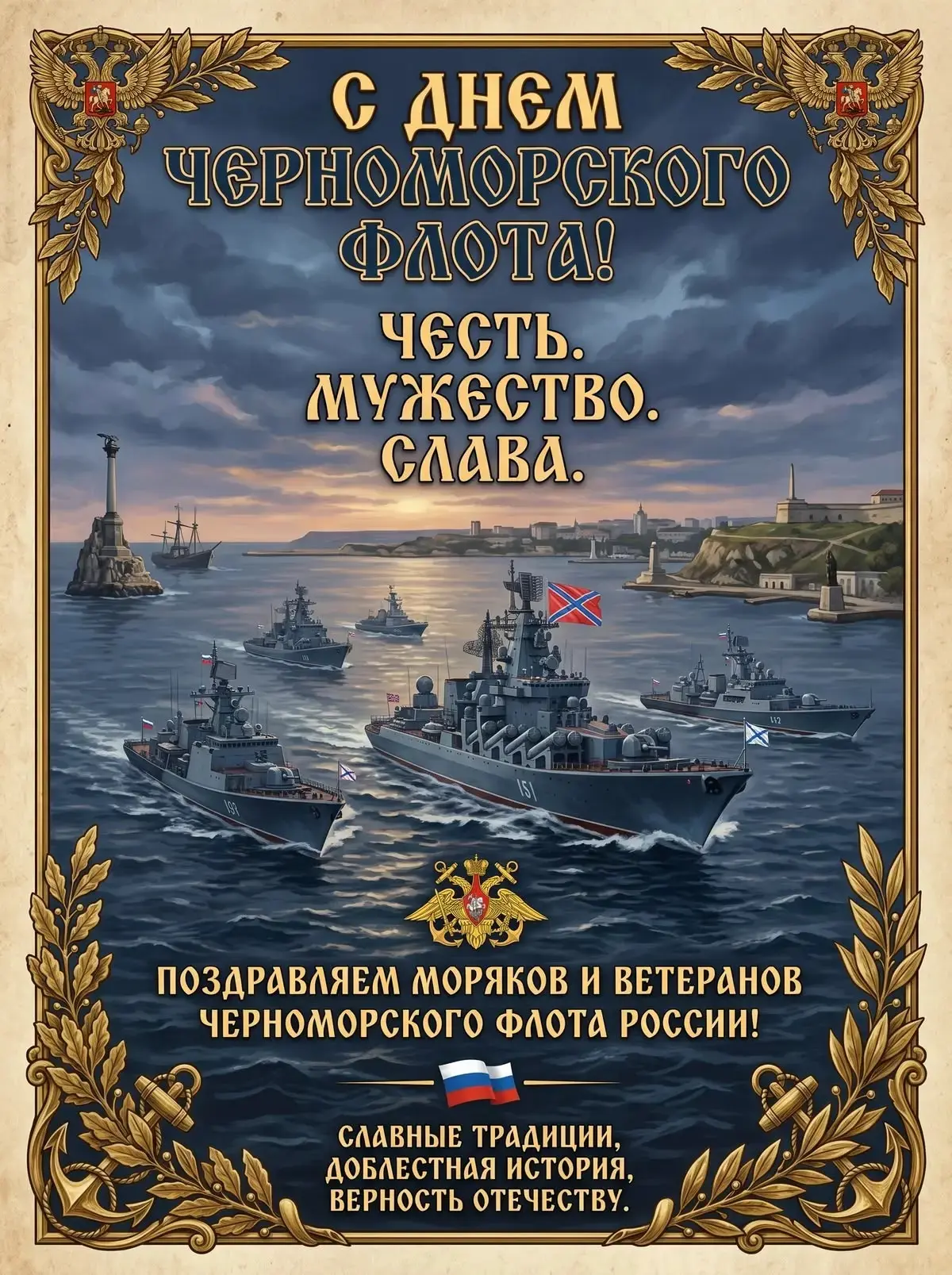 С Днём Военно-Морского Флота!

Этот день символизирует силу, мужество и верность долгу тех, кто охра