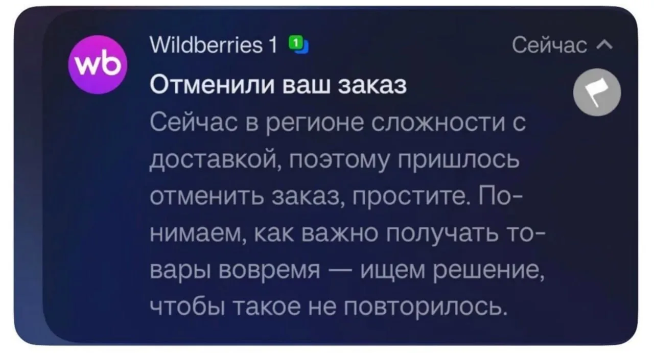 ⚡WB начал отменять заказы в некоторых регионах