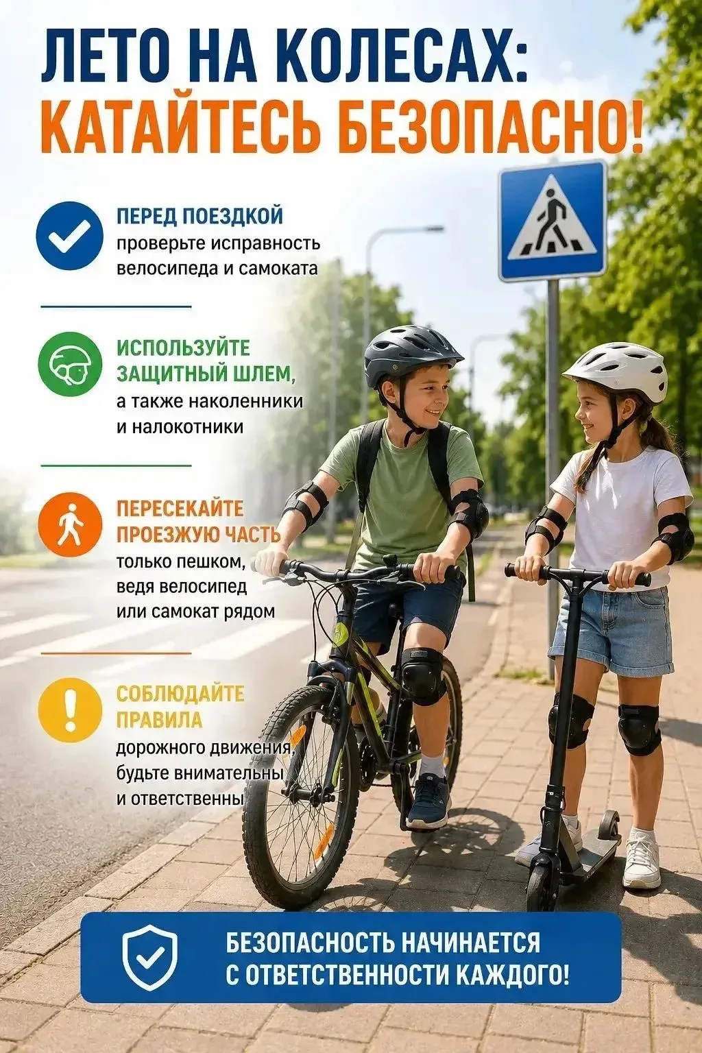 🚴🛴Велосипед, самокат и средства индивидуальной мобильности 

Летом улицы, парки и дворы наполняютс