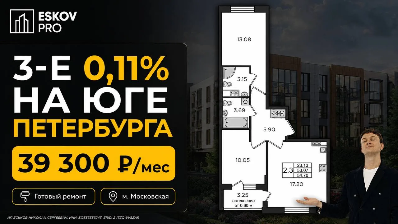 🔥 3-евро с пропиской СПб за 39 300 ₽/мес — без семейной ипотеки и IT

Пока одни ждут идеальные усло