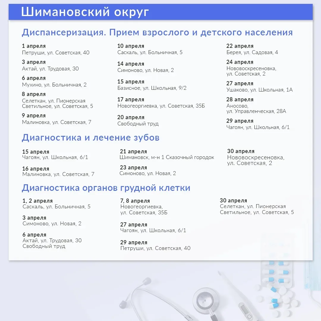 🚑В апреле медики продолжат выездную работу в передвижных медкомплексах  У специалистов запланировано