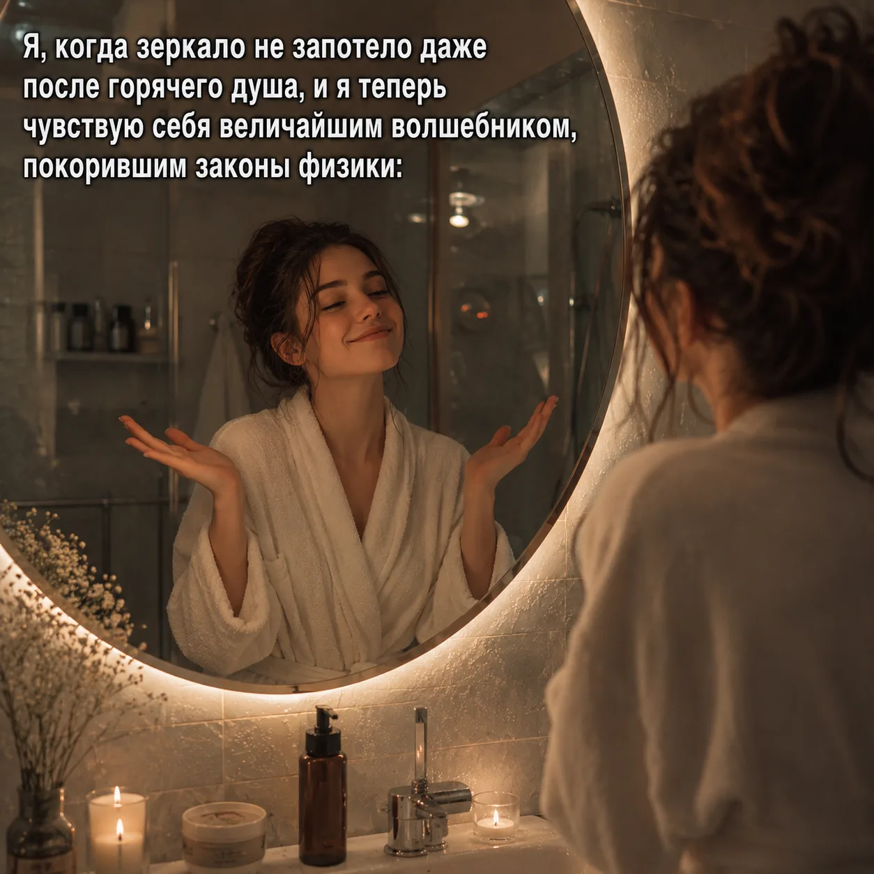 Зеркало в ванной больше не запотеет

После душа постоянно запотевает стекло? Не беда, сейчас все исп