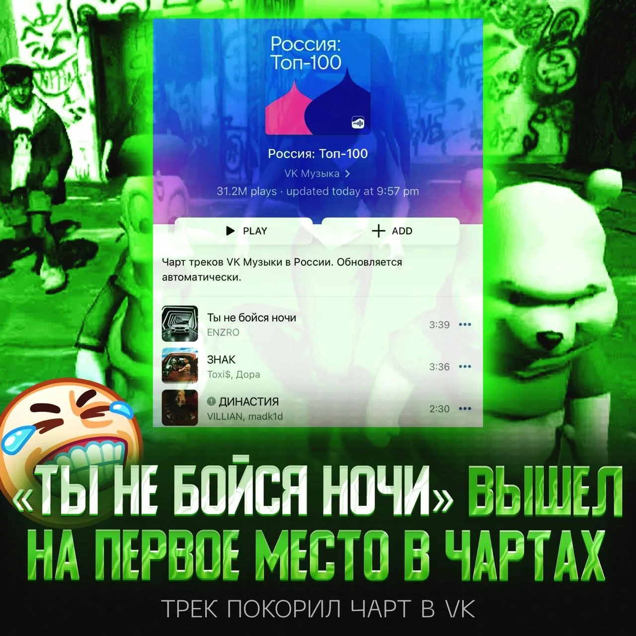 🏆Трек «Ты не бойся ночи» занял первое место в чартах!