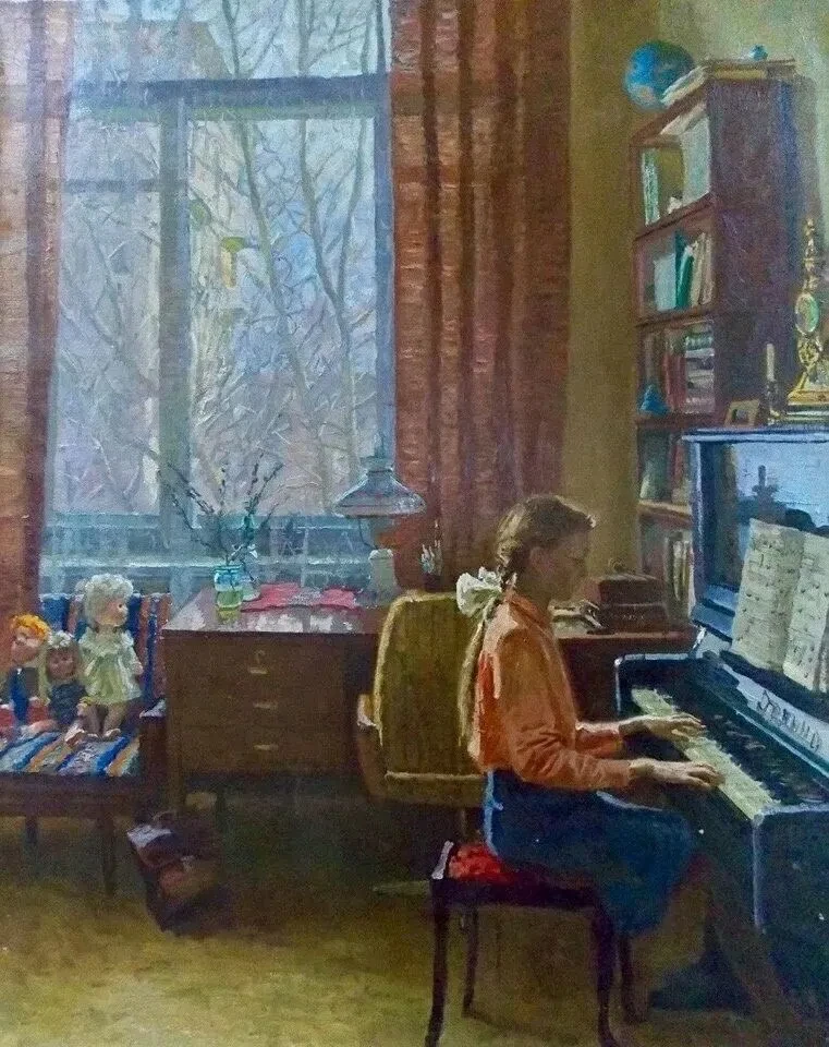 Художник Н. И. Соломин. Уроки музыки. 1984