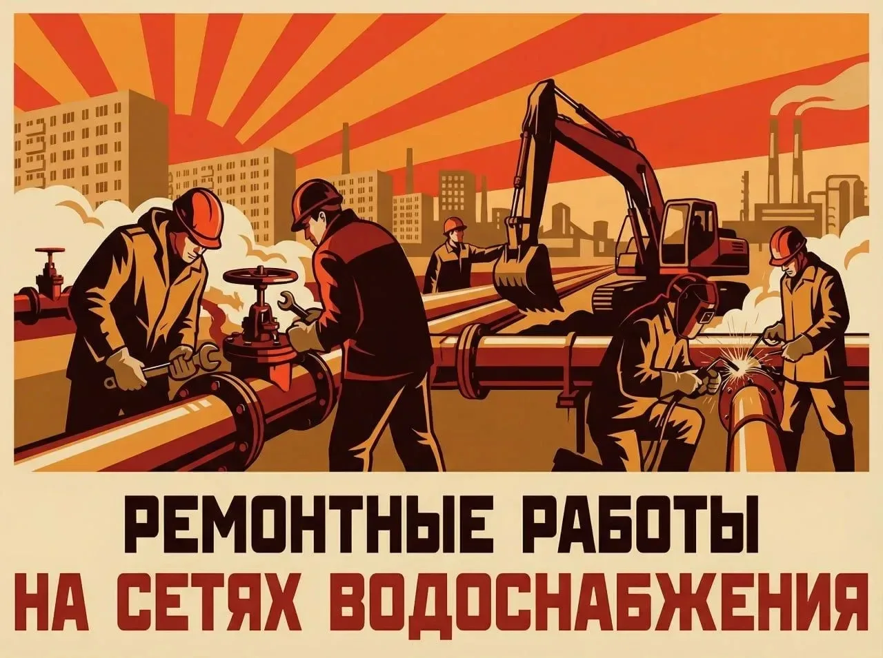 Уважаемые жители! Из-за утечки на сетях водоснабжения  в пос. Авсюнино ожидается падени...