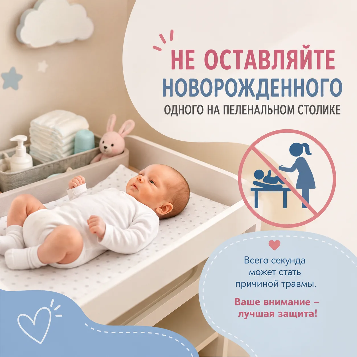 Пеленальный столик кажется безопасным местом - ведь малыш совсем маленький и еще не пол...
