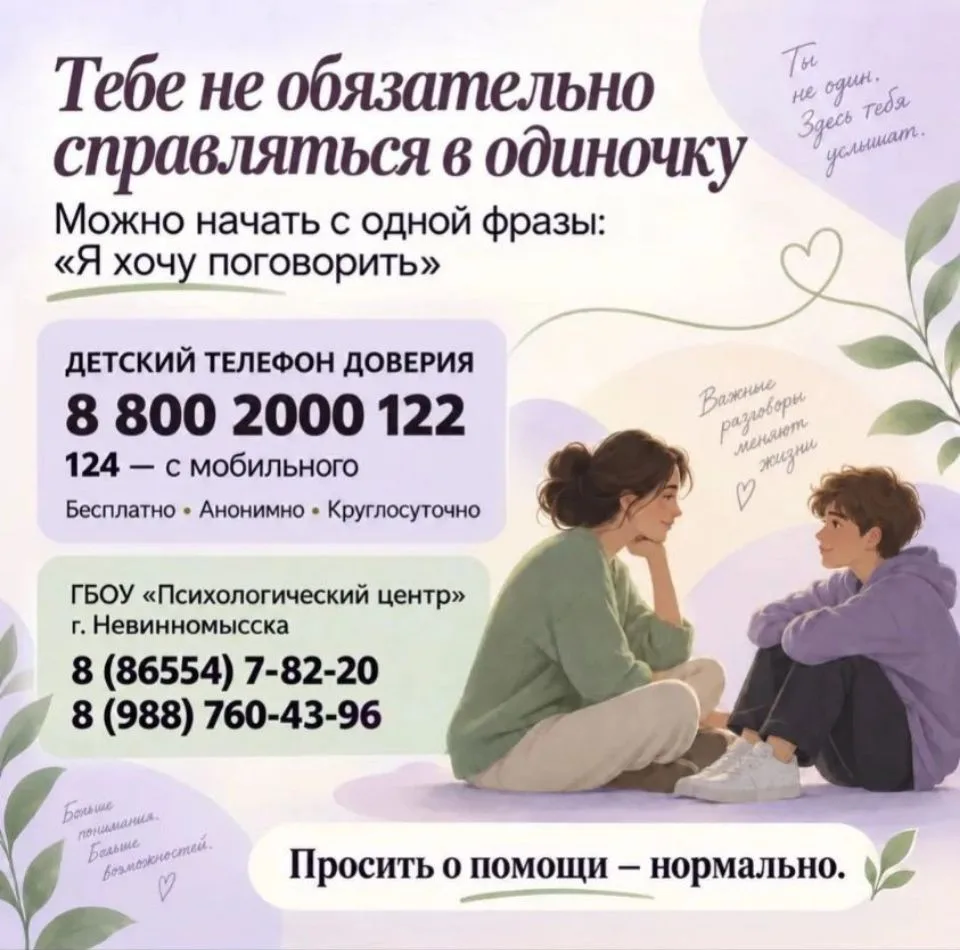 Иногда справляться со своими переживаниями в одиночку слишком трудно. Не бойтесь обраща...