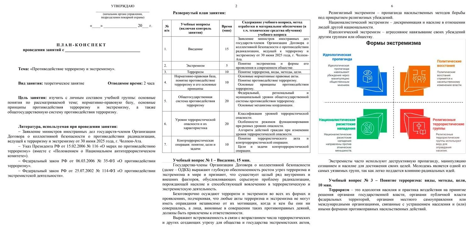 ✅Планы-конспекты по темам: «Терроризм, экстремизм и межнациональная рознь» (2 часа, 17 ...