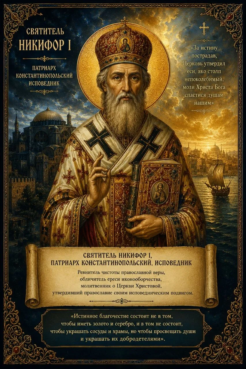 Святитель Ники́фор I, патриарх Константинопольский, исповедник

◕✿◕ 〰️◕✿◕ 〰️◕✿◕ 〰️◕✿◕ 
☦Православные
