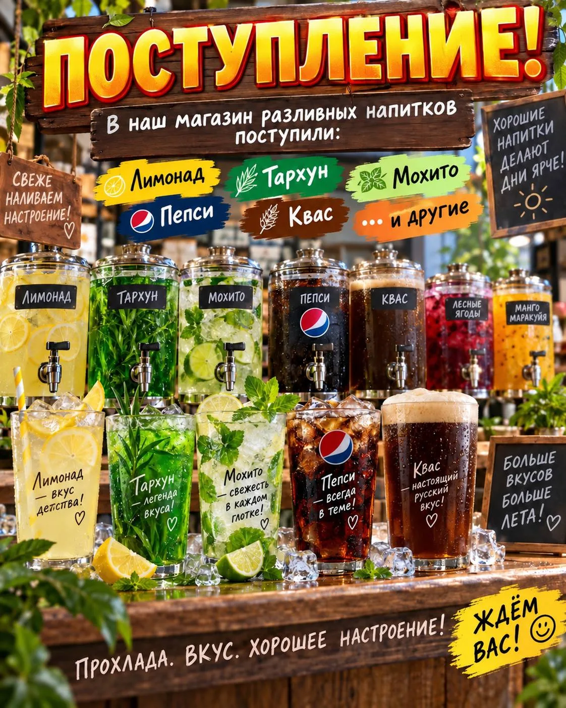 🥤 Сегодня - свежее поступление разливных напитков!