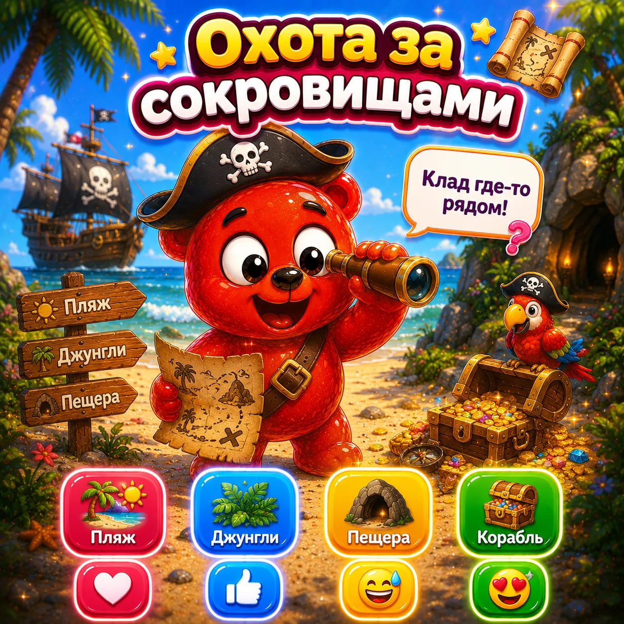 🏴‍☠️🐻 Охота за сокровищами