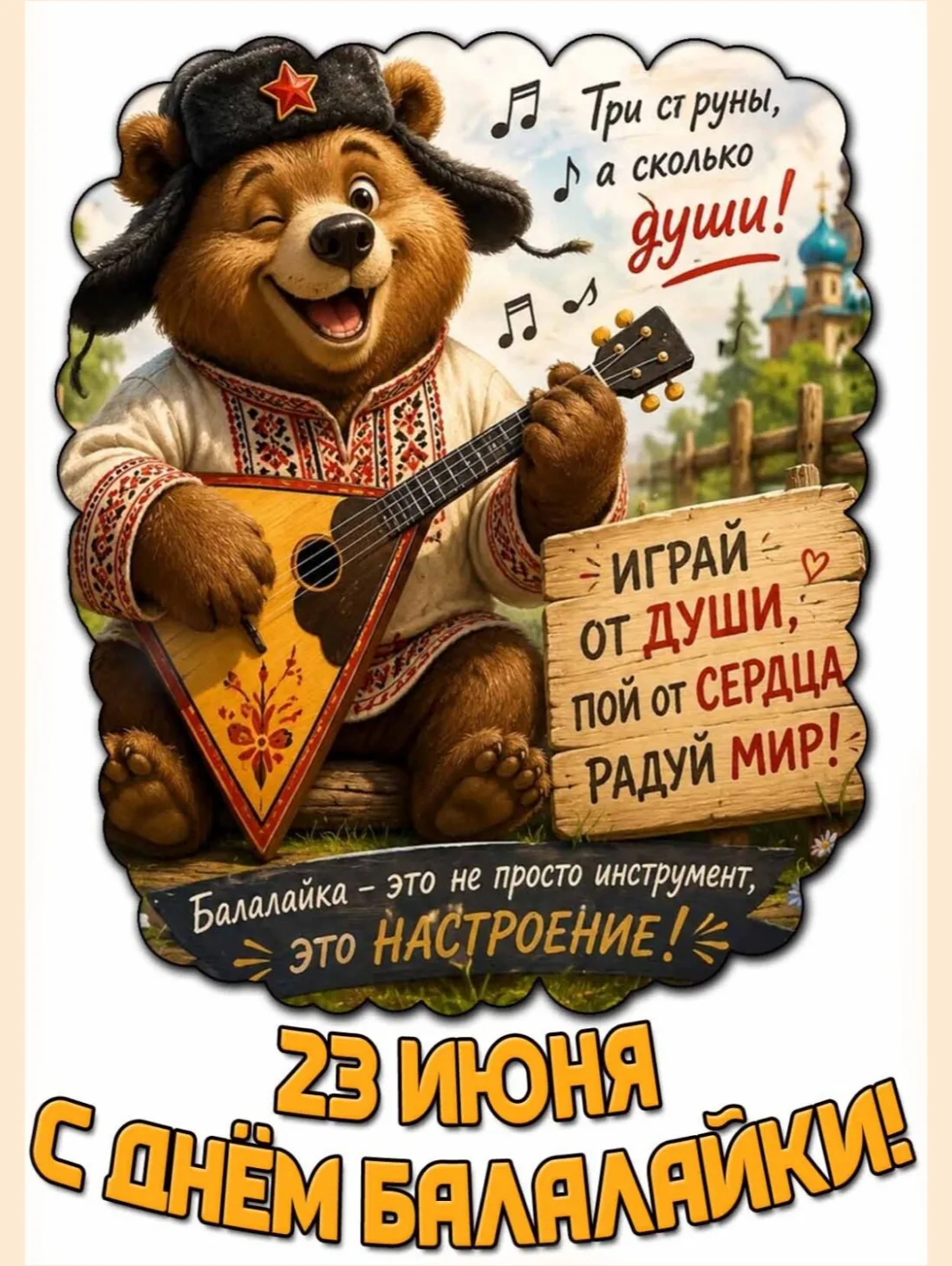 С Днём балалайки!

Балалайка — это не просто музыкальный инструмент, это настоящая душа России, вопл