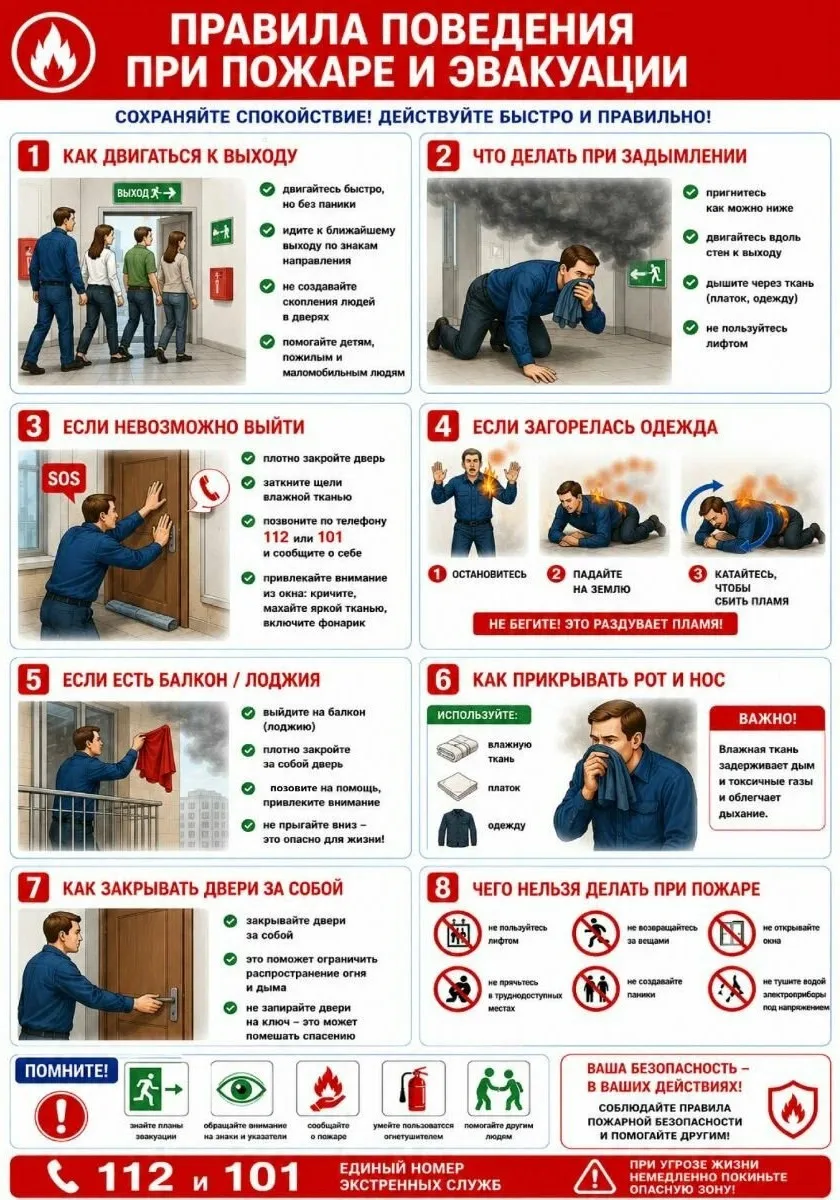 Правила поведения при пожаре.🚨