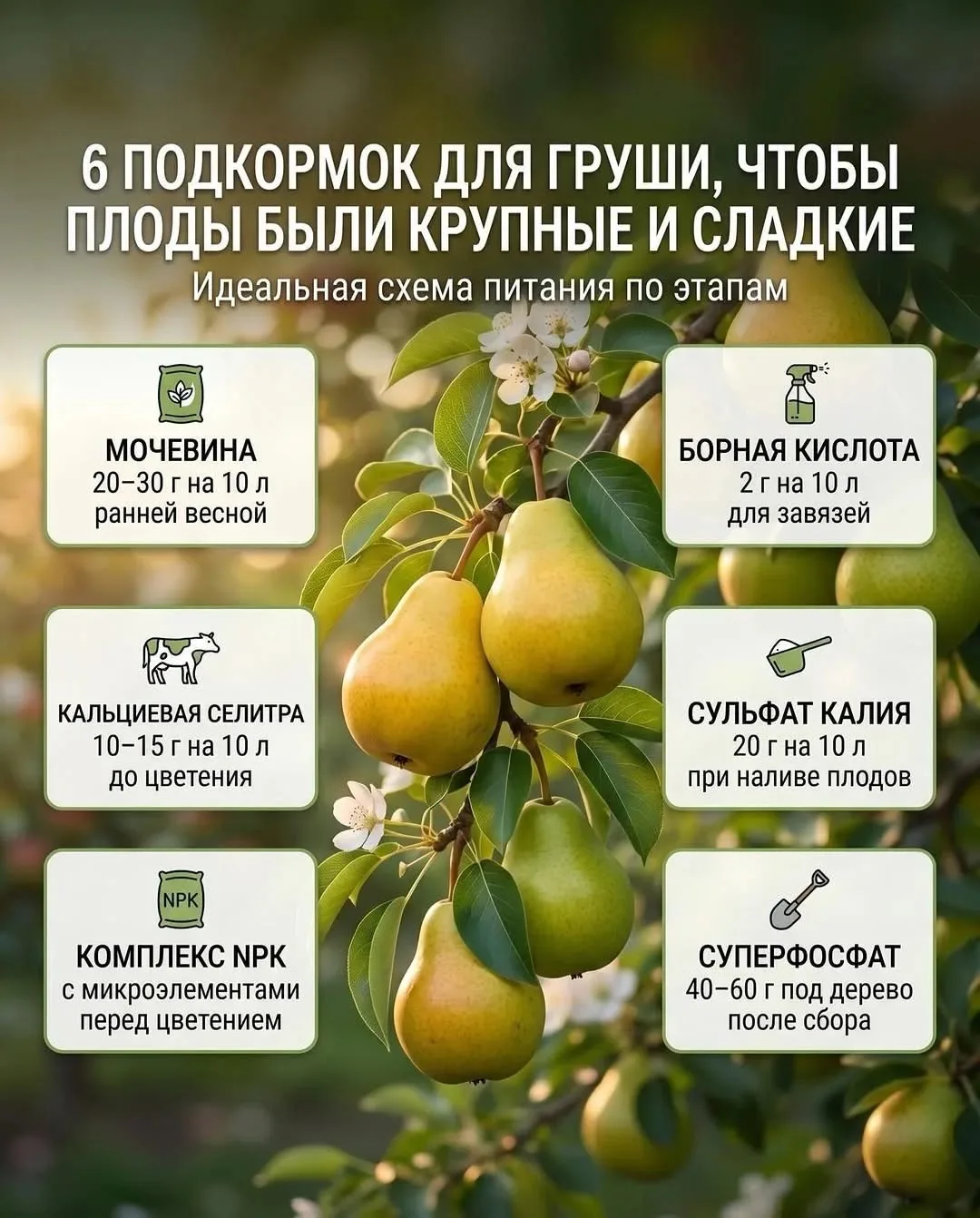 6 главных подкормок для груши: секрет крупных и сладких плодов 🍐👑

Чтобы груша каждый год радовала