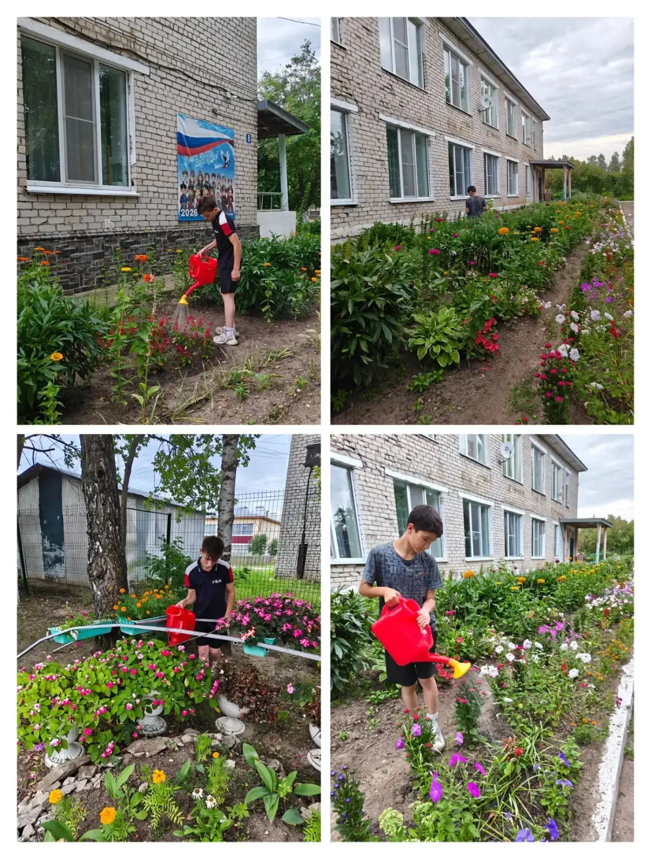 🌺 🌹Мы не забываем и про наш цветник. Каждый вечер мы заботливо поливаем цветы, а взамен они благод