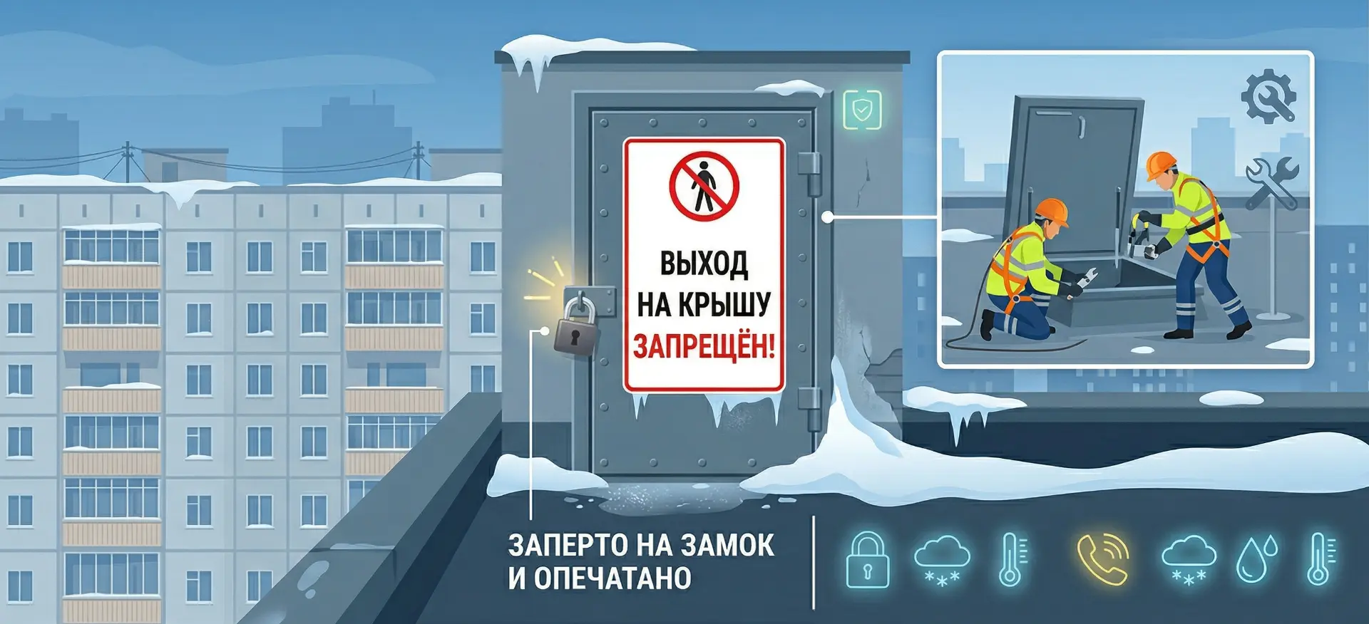 🚫 Нахождение посторонних лиц на крыше многоквартирного дома запрещено