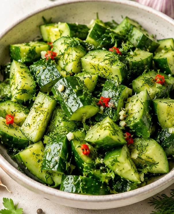 🥒 Огурцы с чесноком и зеленью по-грузински.

Ароматные, хрустящие и такие вкусные, что от тарелки н