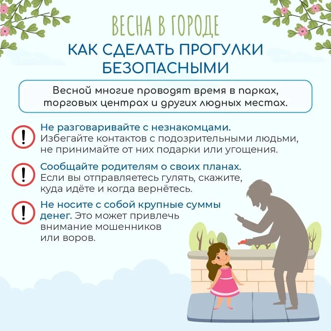 ПАМЯТКА ПО БЕЗОПАСНОСТИ В ВЕСЕННИЕ КАНИКУЛЫ  1. На дороге: Будьте внимательны на проезжей части, соб